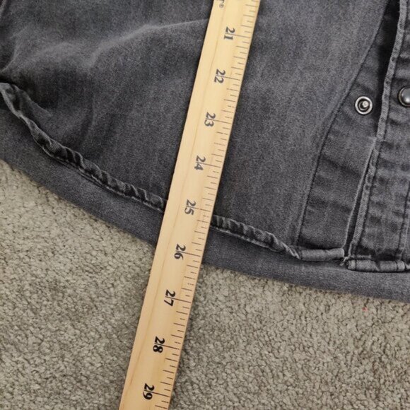 Zara Man's Button Down Jean Shirt in Dark Gray Size Medium Snap Button Western - Picture 9 of 11